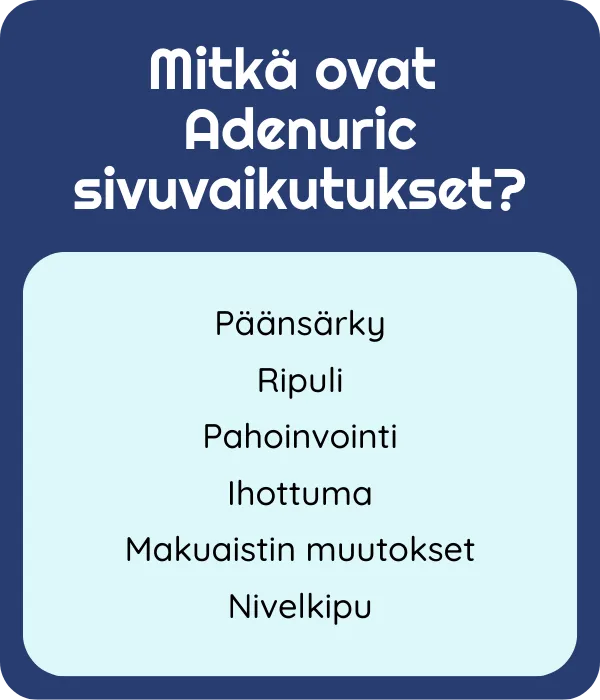 Adenuric sivuvaikutukset